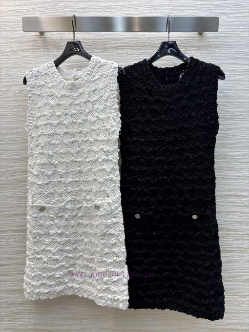 CL76733 Chanel 25 Spring/Summer Woven Crochet Hollow Out Sleeveless Vest Knitted Skirt The Uppe oo4yujw3 - Image 2