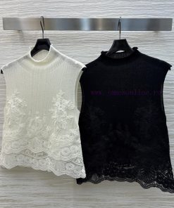 CT76737 Ermanno Scervino Lace King 25 Spring/Summer Heavy Crafted Lace Splicing Stand Up Collar 4pqxc69r