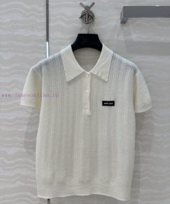 AT76318 Miu Miu Girls' Dress Up Fashionable Elite Youth Age Reducing Polo Collar Knitted Short 3orr4j0h