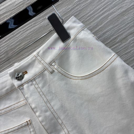 CK76771 Prada 25 Spring/Summer Refreshing Summer White Irregular Split Cowboy Short Skirt With sa1wp81v - Image 5