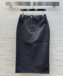 CB76772 Fendi 25 Spring/Summer Double F Jacquard Denim Skirt Original Custom Letter Denim Washe jduztuo5