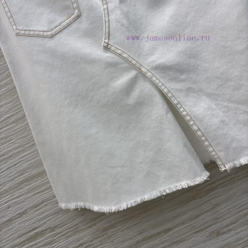 CK76771 Prada 25 Spring/Summer Refreshing Summer White Irregular Split Cowboy Short Skirt With sa1wp81v - Image 8
