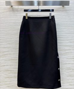 CB76775 Dior 25 Early Spring New Collection High Waist Open Buckle Long Half Skirt Logo Gold Bu x02w56h6