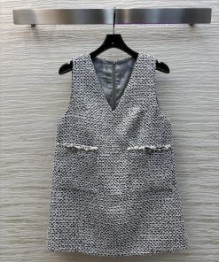 CW76783 Chanel 25 Year Early Spring And Summer V-neck Woven Tweed Vest Top V-neck Sleeveless St 7re3gu7x