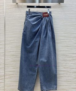 CK76785 Loewe 25 Early Spring New Collection Wrinkled Logo Leather Decorative Jeans With Side Z ja2a3b8k
