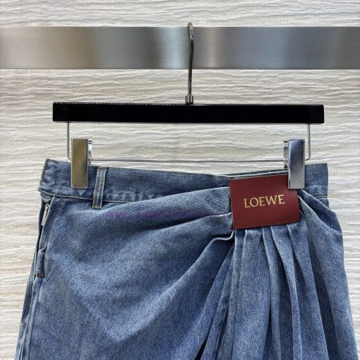 CK76785 Loewe 25 Early Spring New Collection Wrinkled Logo Leather Decorative Jeans With Side Z ja2a3b8k - Image 3