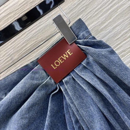 CK76785 Loewe 25 Early Spring New Collection Wrinkled Logo Leather Decorative Jeans With Side Z ja2a3b8k - Image 5