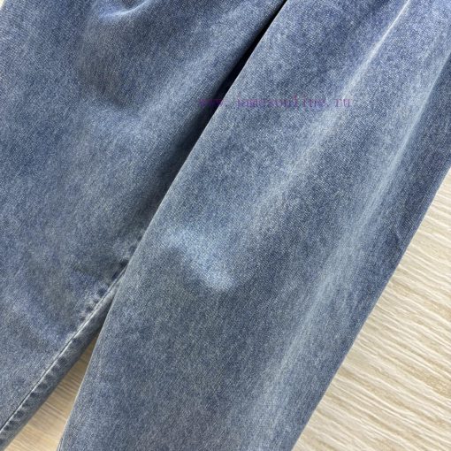 CK76785 Loewe 25 Early Spring New Collection Wrinkled Logo Leather Decorative Jeans With Side Z ja2a3b8k - Image 7