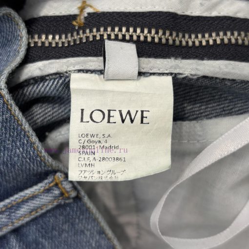 CK76785 Loewe 25 Early Spring New Collection Wrinkled Logo Leather Decorative Jeans With Side Z ja2a3b8k - Image 10
