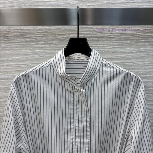 CW76786 Fendi 25 Spring/Summer Stand Up Striped Jacket With Logo Embroidery And Double Pocket D rlbtt5ct - Image 3