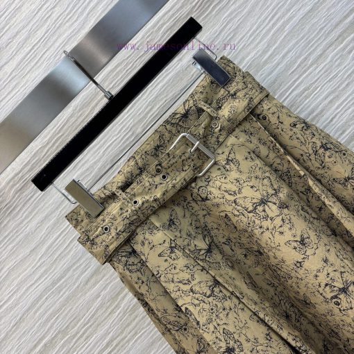 CB76799 Dior 25 Early Spring New Collection Khaki Butterfly Floral Long Skirt With Fabric Waist 857tdq4x - Image 6