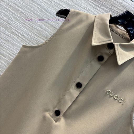 CL76803 Gucci 25 Early Spring New Collection With A Small Collar And Sleeveless Fishtail Dress 6eqkchjg - Image 4