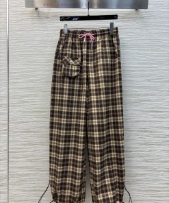 CK76807 Miu Miu 25 Spring/Summer Daily Casual Coffee Colored Checkered Pants Belong To The Retr 86ijpr0c