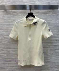 CT76808 Mo Mound 25 Early Spring New Style Polo Collar Knitted Vertical Short Sleeved T-shirt W cronpk08