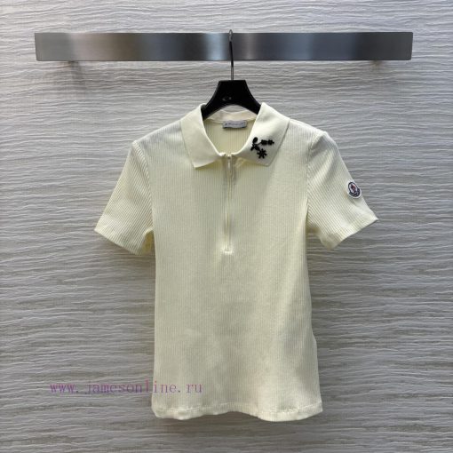 CT76808 Mo Mound 25 Early Spring New Style Polo Collar Knitted Vertical Short Sleeved T-shirt W cronpk08