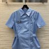 CC76809 Miu Miu Collar Decoration Shirt With Small Brooch Logo Embellishment Unique And Eye-cat n0hopyjh