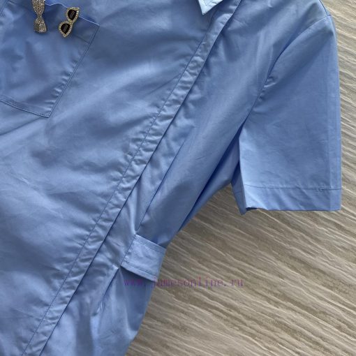CC76809 Miu Miu Collar Decoration Shirt With Small Brooch Logo Embellishment Unique And Eye-cat n0hopyjh - Image 6
