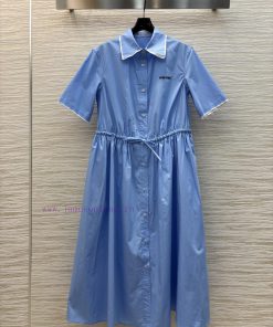CL76810 Miu Miu 25 Spring/Summer College Style Dress With Woolen Edge Splicing Collar Buckle Sh xp4efbin