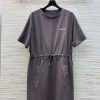 CL76811 Miu Miu 25 Spring/Summer Letter Embroidered Drawstring Waist T-shirt Dress Goddess Esse k2k01ap7