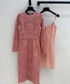 Highly Recommended Is The BL76822 Dolc * G * 25ss New Soft Pink Lace Long Sleeved Dress. The Or fz9vge8q