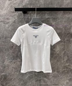 ZT60811 Prada 25ss Spring/Summer New Logo Printed Round Neck Short Sleeve T-shirt | The Fabric cff0d639