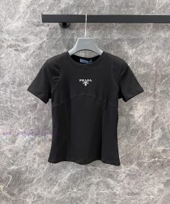 ZT60811 Prada 25ss Spring/Summer New Logo Printed Round Neck Short Sleeve T-shirt | The Fabric bozux6bw