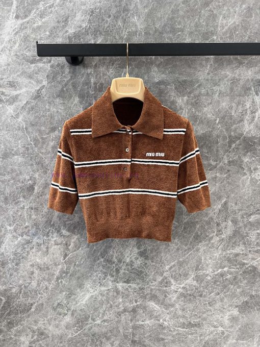 ZT60815 Miumi * 25Ss Spring/Summer New High Waist Polo Short Sleeve Knitted Shirt | YB Developm 8j4ayaka - Image 2