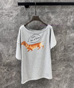 ZT60817 Markgong 25Ss Spring/Summer New 3D Pearl Necklace With Sausage Dog Print Loose Slant Sh atavj4c3