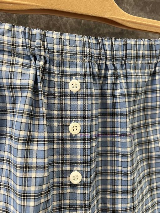 ZK60816 Miumi * 25Ss Spring/Summer New Checkered Poplin Texture Flat Corner Shorts | YB Develop fbi45995 - Image 6