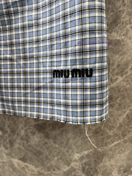 ZK60816 Miumi * 25Ss Spring/Summer New Checkered Poplin Texture Flat Corner Shorts | YB Develop fbi45995 - Image 7