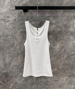 ZT60790 Prada 25SS Spring/Summer New Triangle Logo Sleeveless Front And Back Drawstring Tank To orejp2ch