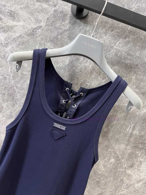 ZT60790 Prada 25SS Spring/Summer New Triangle Logo Sleeveless Front And Back Drawstring Tank To mezxrap3 - Image 4