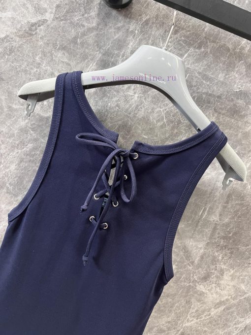 ZT60790 Prada 25SS Spring/Summer New Triangle Logo Sleeveless Front And Back Drawstring Tank To mezxrap3 - Image 5