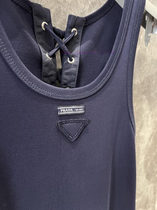 ZT60790 Prada 25SS Spring/Summer New Triangle Logo Sleeveless Front And Back Drawstring Tank To mezxrap3 - Image 6