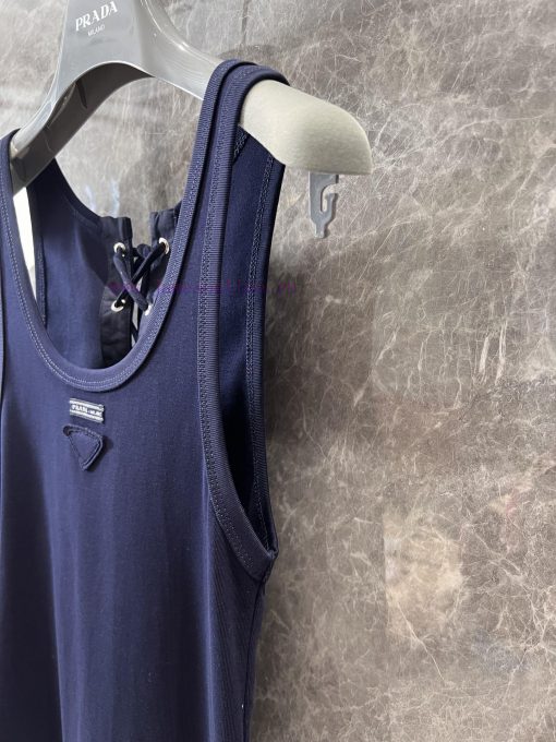 ZT60790 Prada 25SS Spring/Summer New Triangle Logo Sleeveless Front And Back Drawstring Tank To mezxrap3 - Image 7