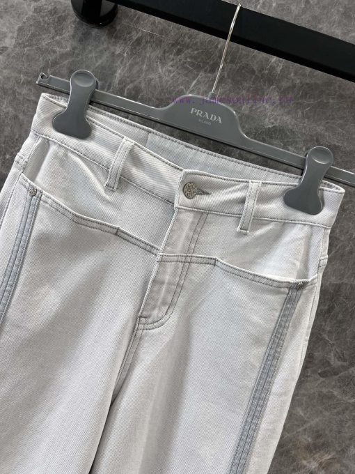ZK60822 Prada 25Ss Spring/Summer New Vertical Strip Decoration Triangle Denim Pants | Produced 926pl6mz - Image 4