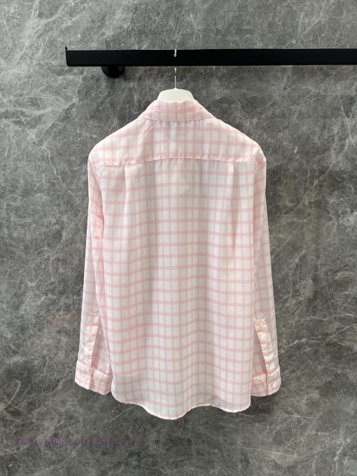 ZC60823 Loewe 25Ss Spring/Summer New Pink Plaid Shirt | Produced With Imported Custom Woven Col kx1zovrk - Image 3