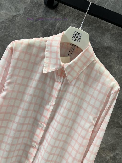 ZC60823 Loewe 25Ss Spring/Summer New Pink Plaid Shirt | Produced With Imported Custom Woven Col kx1zovrk - Image 4