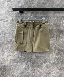 ZK60825 Prada 25Ss Spring/Summer New Collection Green Simple Lace Up Workwear Pocket Shorts 丨 D 56oydxgj