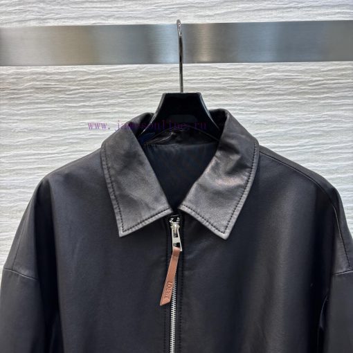 CW76839 Loewe 25 Early Spring New Collection 100% Sheepskin Leather Collar Leather Jacket With mpw9ustk - Image 3