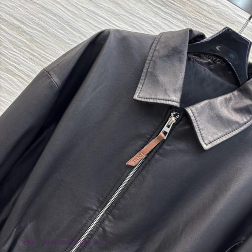 CW76839 Loewe 25 Early Spring New Collection 100% Sheepskin Leather Collar Leather Jacket With mpw9ustk - Image 4