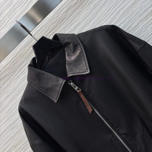 CW76839 Loewe 25 Early Spring New Collection 100% Sheepskin Leather Collar Leather Jacket With mpw9ustk - Image 6