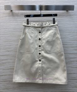 CB76851 Dior 25 Spring/Summer Belt Single Breasted Midi Skirt Temperament Belt Breasted A-line 4solu3yj