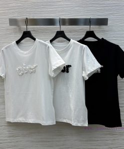CT76855 Dior 25 Early Spring New Item Three-dimensional Bead Logo Loose Short Sleeved T-shirt A h96fzojq