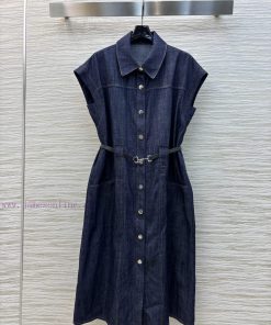 CL76860 Small Fly Sleeve Design Denim Dress Dark Blue Denim Completely Not Picky This Dress Is jhim8z82