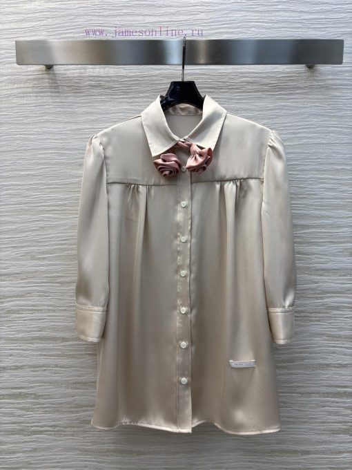 CC76869 Prada 25 Spring/Summer Removable Rose Tie Decorative Set Mid Sleeve Shirt Collar Fold C b1ekc3gi - Image 2