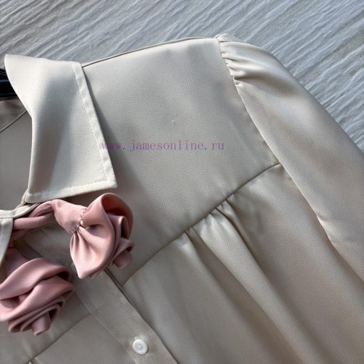CC76869 Prada 25 Spring/Summer Removable Rose Tie Decorative Set Mid Sleeve Shirt Collar Fold C b1ekc3gi - Image 5