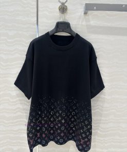 AT76880 Full Positioning Gradient Color Hot Stamping Advanced Short Sleeve Knitted Shirt Heavy k4ne27zk