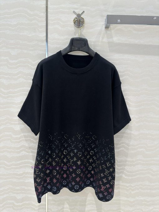 AT76880 Full Positioning Gradient Color Hot Stamping Advanced Short Sleeve Knitted Shirt Heavy k4ne27zk