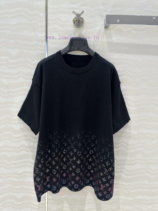 AT76880 Full Positioning Gradient Color Hot Stamping Advanced Short Sleeve Knitted Shirt Heavy k4ne27zk - Image 2